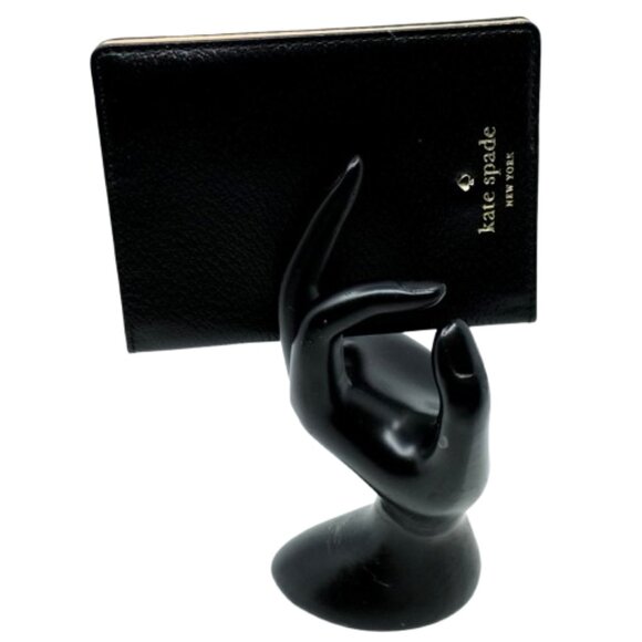 KATE SPADE~Grand Street Passport Holder~BLACK PEBBLED LEATHER CASE Like New - Picture 1 of 7